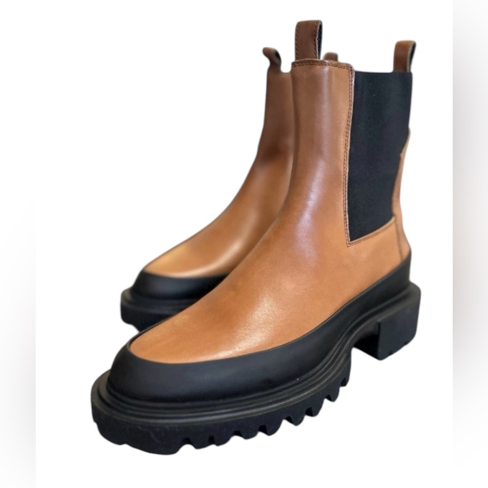 ALLSAINTS Sz US7 & US9Harlee Women’s Leather Chelsea Ankle Boots Brown NWB $299